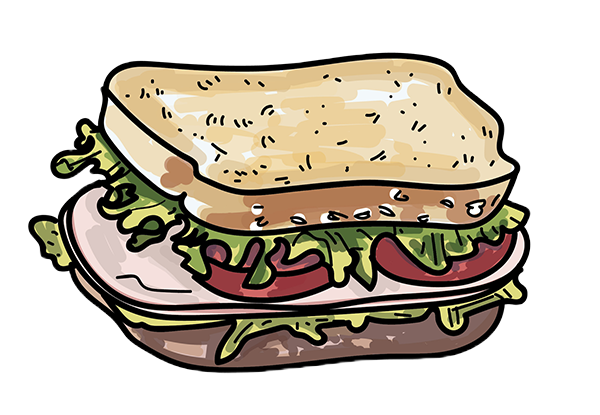 Sandwiches are a great option for breakfast and lunch.