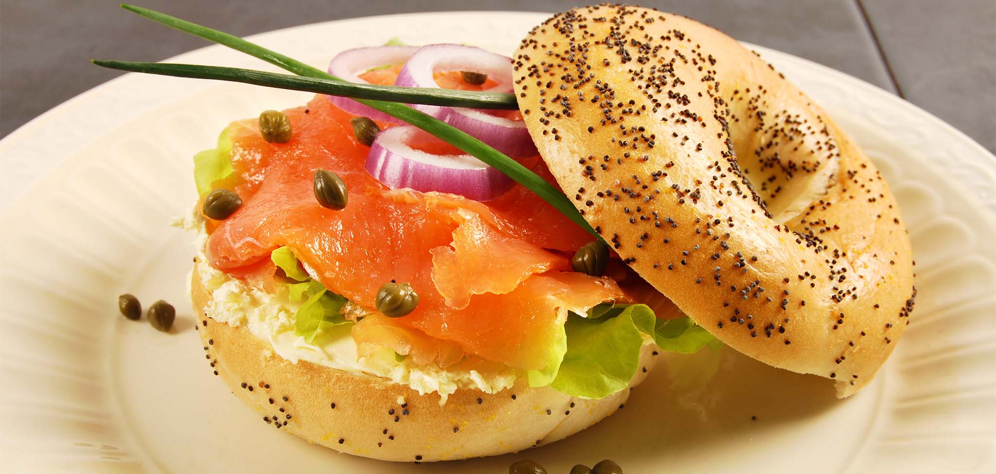 Bagel with salmon lox, a classic.