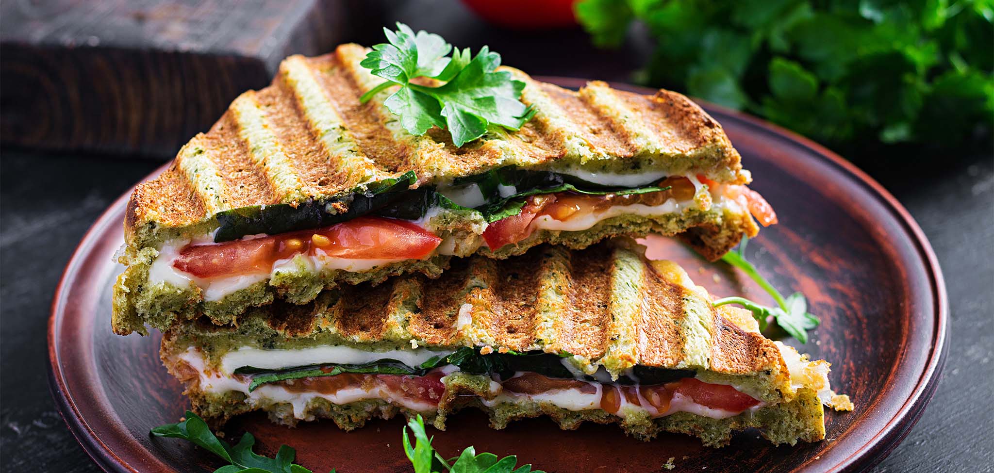 Panini sandwich made with ciabatta bread